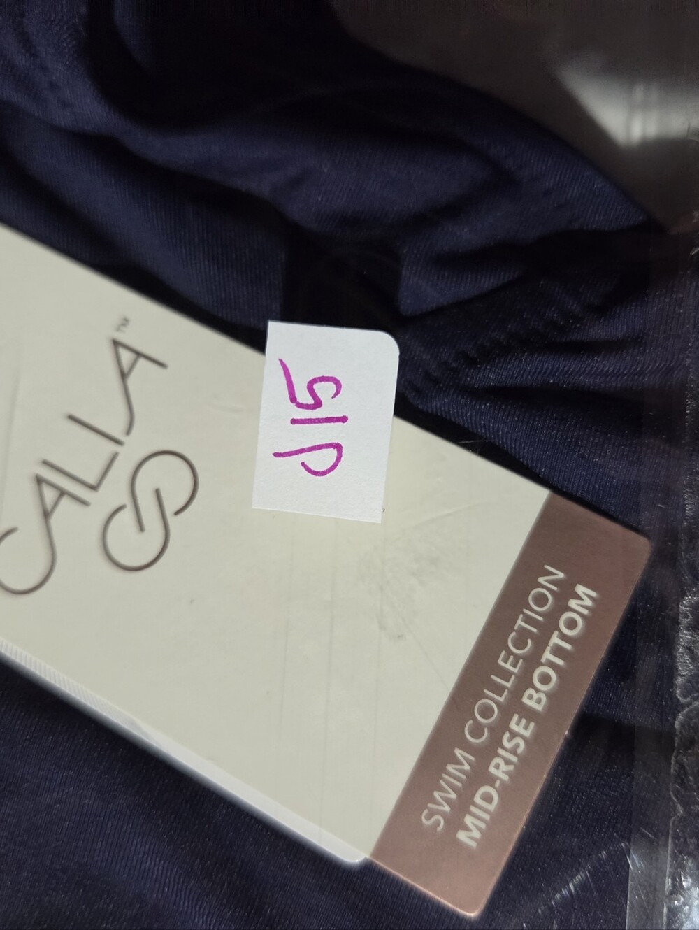 Two-Tone Navy and Purple Front High-Cut Bikini - Picture 11 of 16
